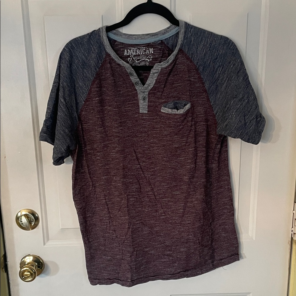 Burgundy and gray tshirt